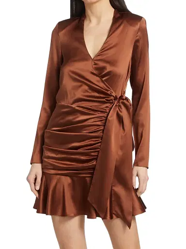 Veronica Beard Women's Agatha Silk Satin Wrap-Effect Dress | Thumbnail 3 Veronica Beard Women's Agatha Silk Satin Wrap-Effect Dress | Thumbnail 3