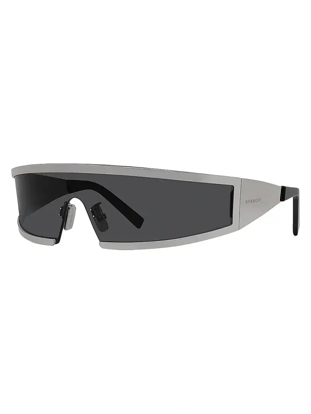 Women's Square Mask Sunglasses - Shiny Palladium Smoke