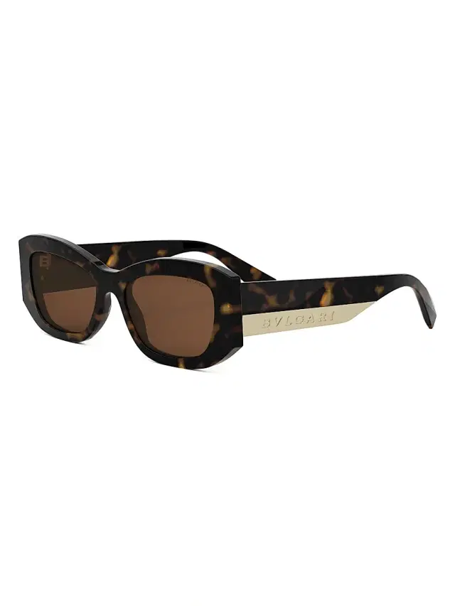 BVLGARI Women's Roma 54MM Geometric Sunglasses - Brown Havana Tan