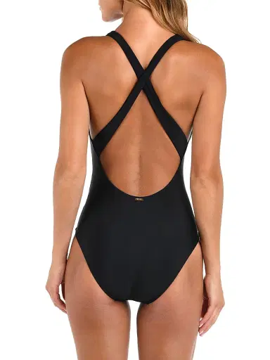 L'Agence Women's Solids Lisa Plunge One-Piece Swimsuit - Black | Thumbnail 4