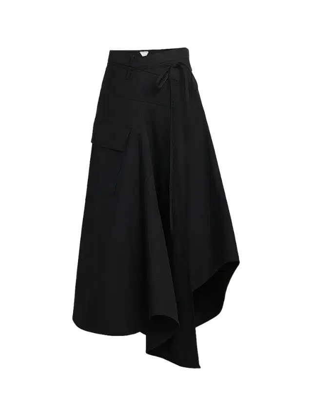 Women's Asymmetric Cotton Toille Maxi Skirt - Double Black
