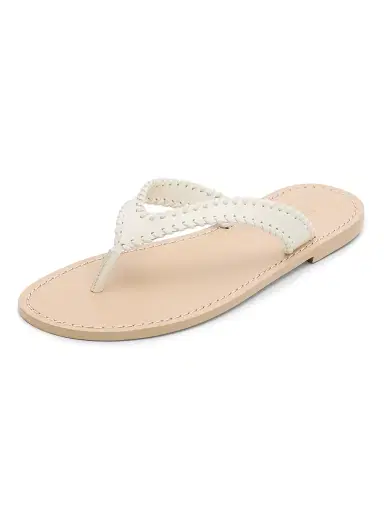 Cinq à Sept Women's Jessica Woven Leather Flat Sandals - Ivory Natural - Size 11 | Thumbnail 2