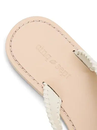Cinq à Sept Women's Jessica Woven Leather Flat Sandals - Ivory Natural - Size 11 | Thumbnail 6