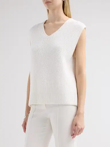 Vince Women's Relaxed Cotton V-Neck Vest - Optic White - Size XXS | Thumbnail 4 Vince Women's Relaxed Cotton V-Neck Vest - Optic White - Size XXS | Thumbnail 4