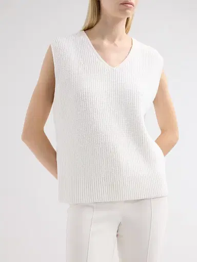 Vince Women's Relaxed Cotton V-Neck Vest - Optic White - Size XXS | Thumbnail 5 Vince Women's Relaxed Cotton V-Neck Vest - Optic White - Size XXS | Thumbnail 5