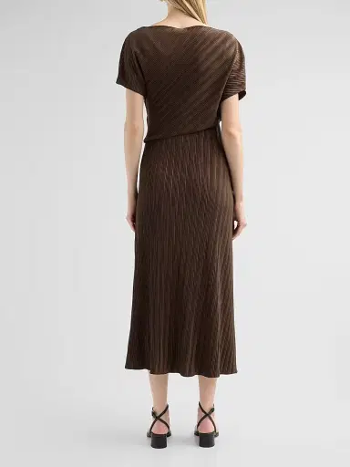 Vince Women's Directional Pleated Twist Midi-Dress - Clove - Size XXS | Thumbnail 3 Vince Women's Directional Pleated Twist Midi-Dress - Clove - Size XXS | Thumbnail 3
