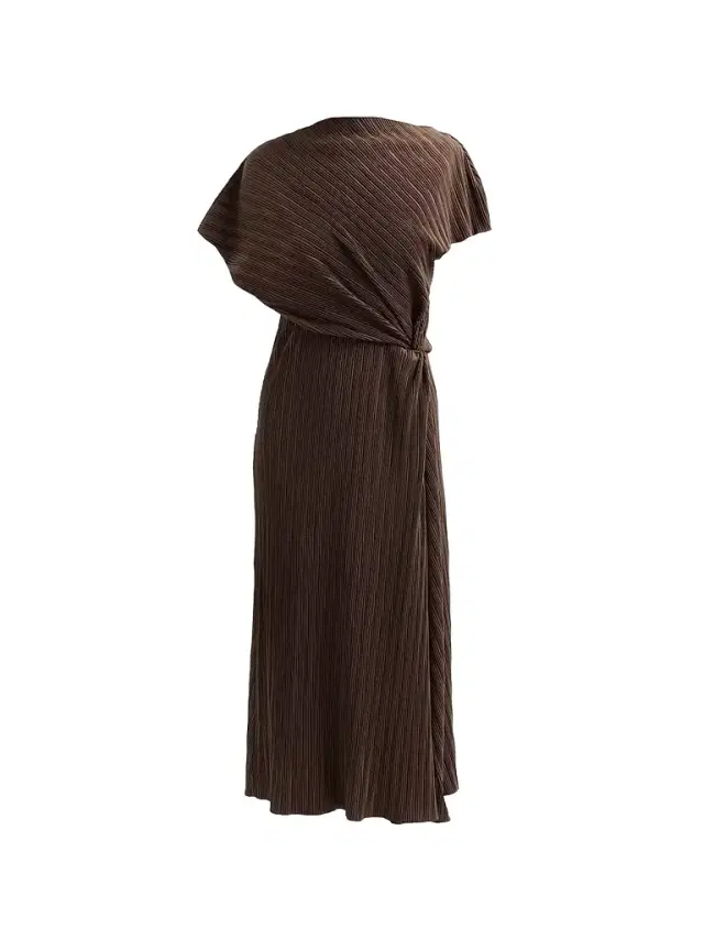 Vince Women's Directional Pleated Twist Midi-Dress - Clove