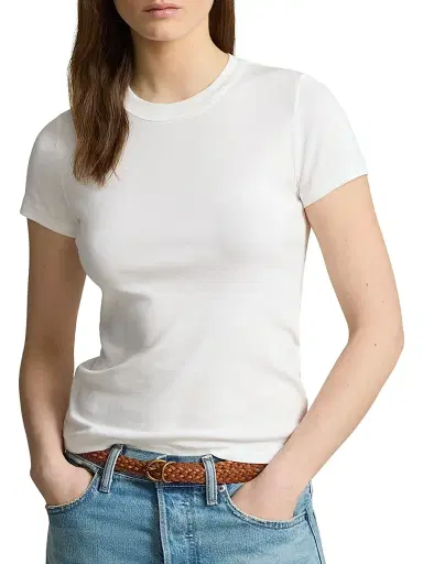 Polo Ralph Lauren Women's Rib-Knit Crewneck T-Shirt - White - Size XL | Thumbnail 3 Polo Ralph Lauren Women's Rib-Knit Crewneck T-Shirt - White - Size XL | Thumbnail 3