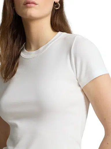 Polo Ralph Lauren Women's Rib-Knit Crewneck T-Shirt - White - Size XL | Thumbnail 5 Polo Ralph Lauren Women's Rib-Knit Crewneck T-Shirt - White - Size XL | Thumbnail 5