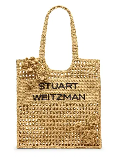 Stuart Weitzman Women's Magnolia Woven Raffia Tote Bag | Thumbnail 1