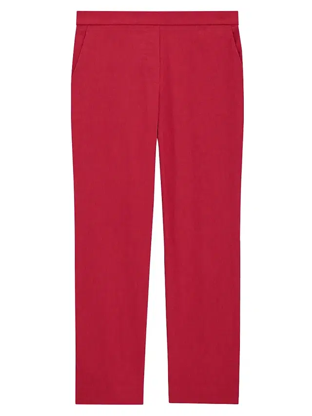 Theory Women's Treeca Linen Pull-On Crop Pants - Cherry