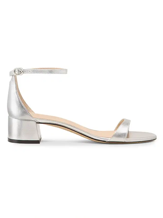 Stuart Weitzman Women's Nudist 35MM Block-Heel Sandals - Silver