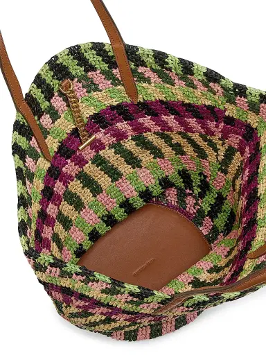 Veronica Beard Women's Striped Raffia Tote Bag | Thumbnail 4 Veronica Beard Women's Striped Raffia Tote Bag | Thumbnail 4