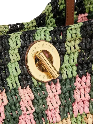 Veronica Beard Women's Striped Raffia Tote Bag | Thumbnail 5 Veronica Beard Women's Striped Raffia Tote Bag | Thumbnail 5