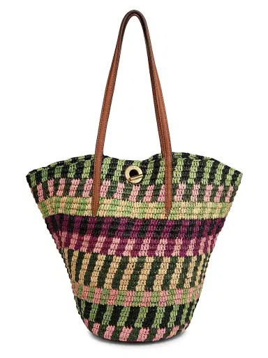 Veronica Beard Women's Striped Raffia Tote Bag | Thumbnail 1 Veronica Beard Women's Striped Raffia Tote Bag | Thumbnail 1