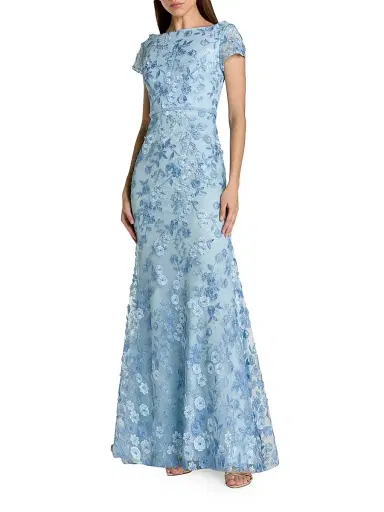 Mac Duggal Women's Petite Floral-Appliquéd Trumpet Gown | Thumbnail 1 Mac Duggal Women's Petite Floral-Appliquéd Trumpet Gown | Thumbnail 1