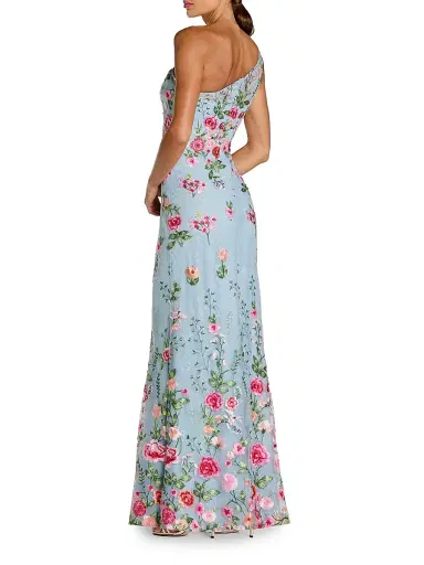 Mac Duggal Women's One-Shoulder Floral Embroidered Gown | Thumbnail 2 Mac Duggal Women's One-Shoulder Floral Embroidered Gown | Thumbnail 2
