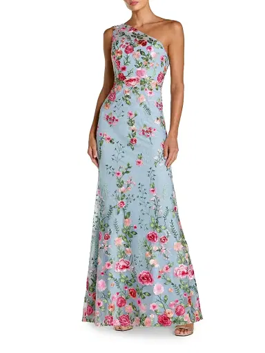 Mac Duggal Women's One-Shoulder Floral Embroidered Gown | Thumbnail 1 Mac Duggal Women's One-Shoulder Floral Embroidered Gown | Thumbnail 1