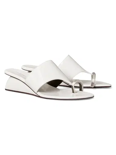 Tory Burch Women's Pierced 45MM Leather Wedge Sandals - Cirrus Cloud - Size 8 | Thumbnail 2 Tory Burch Women's Pierced 45MM Leather Wedge Sandals - Cirrus Cloud - Size 8 | Thumbnail 2