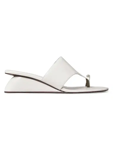 Tory Burch Women's Pierced 45MM Leather Wedge Sandals - Cirrus Cloud - Size 8 | Thumbnail 1 Tory Burch Women's Pierced 45MM Leather Wedge Sandals - Cirrus Cloud - Size 8 | Thumbnail 1