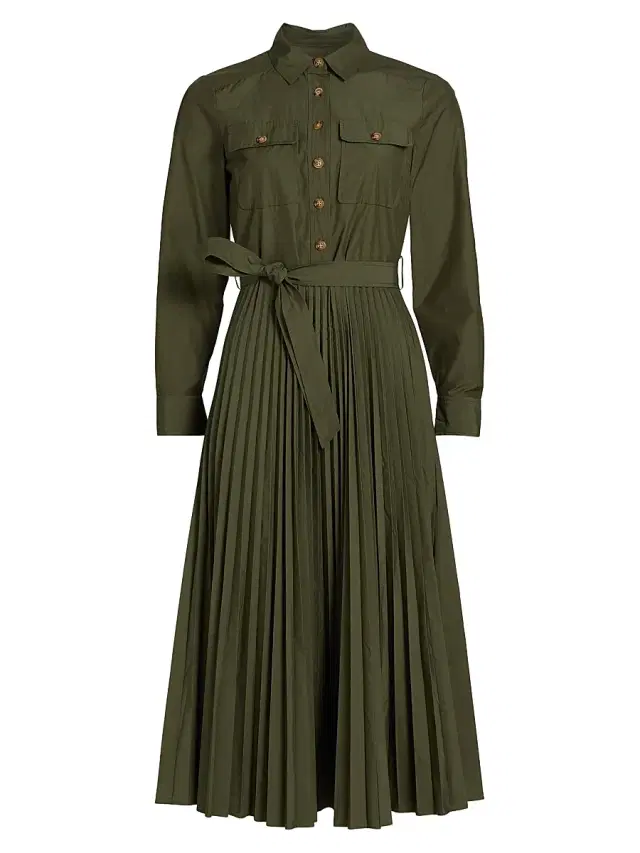 Derek Lam 10 Crosby Women's Kenza Tie-Waist Shirtdress - Fatigue
