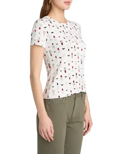 L'Agence Women's Ressi Lipstick-Print T-Shirt - Lipstick Geometric | Thumbnail 4
