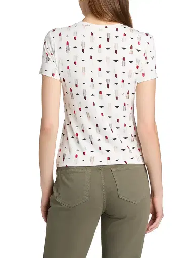 L'Agence Women's Ressi Lipstick-Print T-Shirt - Lipstick Geometric | Thumbnail 5