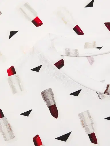 L'Agence Women's Ressi Lipstick-Print T-Shirt - Lipstick Geometric | Thumbnail 7