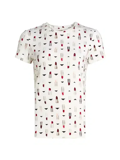 L'Agence Women's Ressi Lipstick-Print T-Shirt - Lipstick Geometric | Thumbnail 1