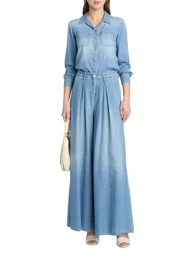 L'Agence Women's Lorenza Denim High-Rise Palazzo Pants - Havana - Size 32 | Thumbnail 2