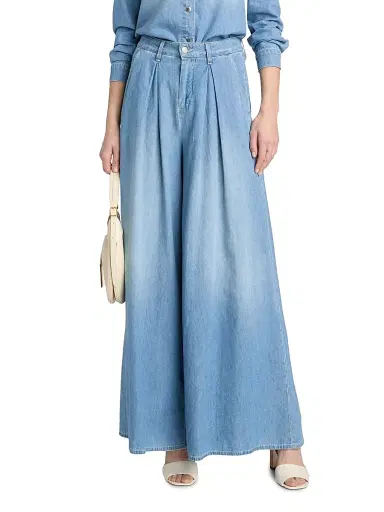 L'Agence Women's Lorenza Denim High-Rise Palazzo Pants - Havana - Size 32 | Thumbnail 3