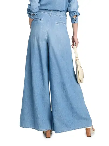 L'Agence Women's Lorenza Denim High-Rise Palazzo Pants - Havana - Size 32 | Thumbnail 5