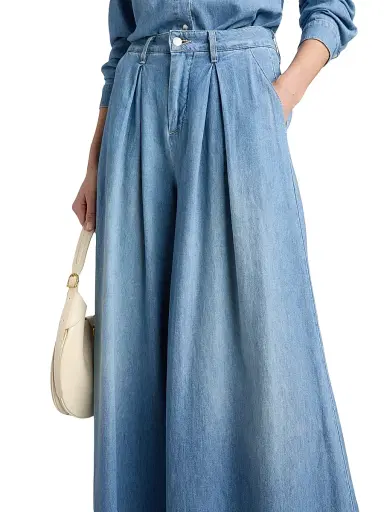 L'Agence Women's Lorenza Denim High-Rise Palazzo Pants - Havana - Size 32 | Thumbnail 6