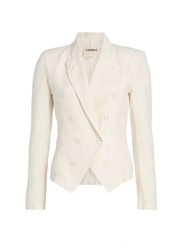 L'AGENCE Women's Emerson Structured Linen Blazer - Vintage White