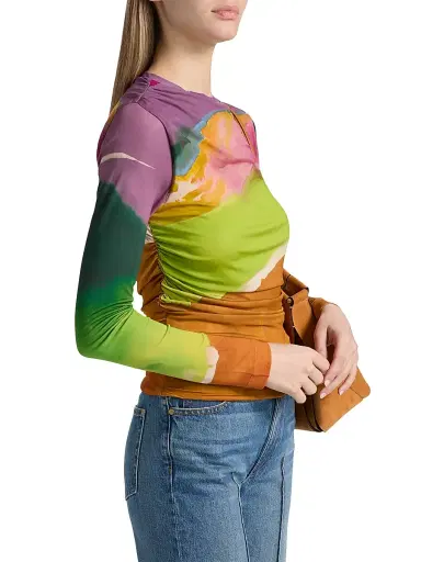 Ulla Johnson Women's Paradis Printed Long-Sleeve Top - Nature Abhors A Vacuum | Thumbnail 4