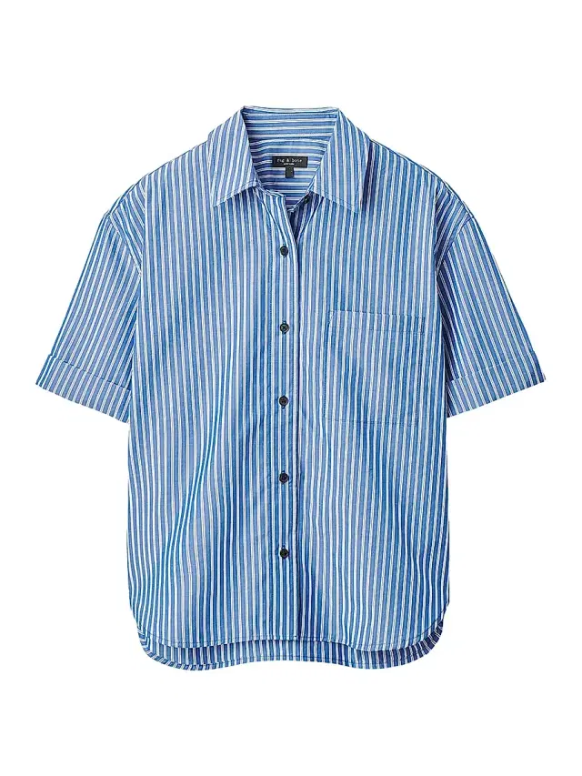 Women's Connie Striped Cotton Button-Front Shirt - Blue Stripe