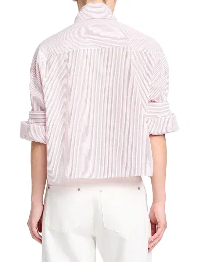 TWP Women's Tie One On Striped Cotton Top - White Red - Size Medium | Thumbnail 4