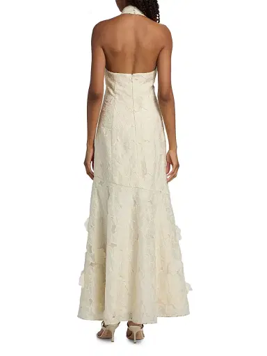 Milly Women's Josefina Halterneck Embroidered Maxi Dress - Ecru | Thumbnail 5