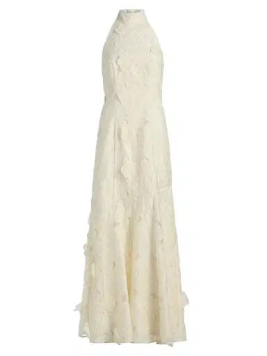 Milly Women's Josefina Halterneck Embroidered Maxi Dress - Ecru | Thumbnail 1