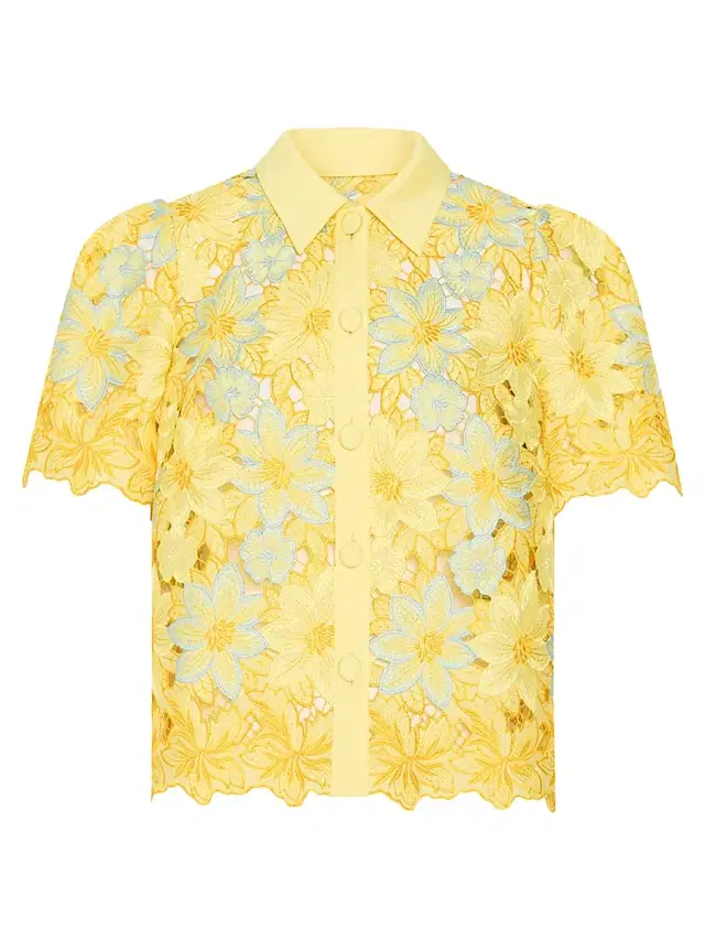 Women's Addison Floral Lace Shirt - Yellow Multi