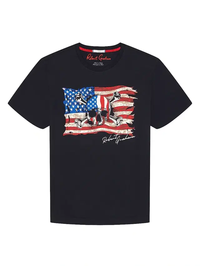 Robert Graham Men's Skull Flag Graphic Cotton T-Shirt - Black