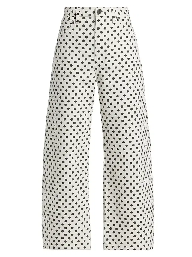 FRAME Women's The Bow Polka-Dot Crop Jeans - White Polka Dot