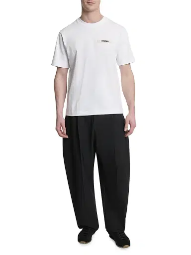 Jacquemus Men's Grosgrain Logo Cotton T-Shirt - White - Size XXL | Thumbnail 2