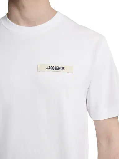 Jacquemus Men's Grosgrain Logo Cotton T-Shirt - White - Size XXL | Thumbnail 5