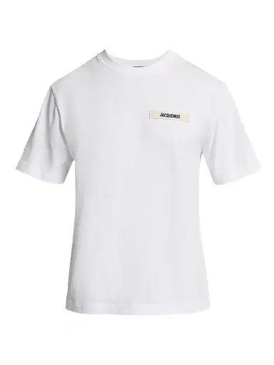 Jacquemus Men's Grosgrain Logo Cotton T-Shirt - White - Size XXL | Thumbnail 1