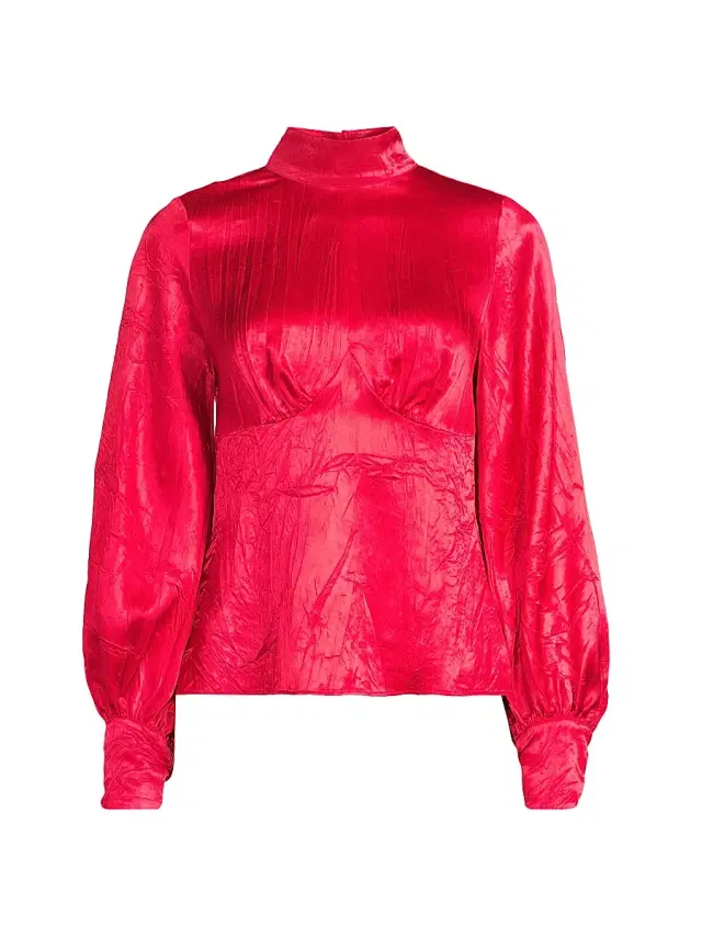 Hope for Flowers Women's Satin Turtleneck Blouse