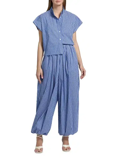 Ronny Kobo Women's Carmena Striped Cotton-Blend Button-Down Top - Cobalt Stripe - Size Large | Thumbnail 2 Ronny Kobo Women's Carmena Striped Cotton-Blend Button-Down Top - Cobalt Stripe - Size Large | Thumbnail 2