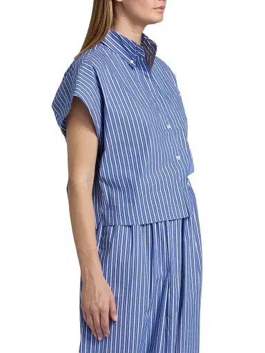 Ronny Kobo Women's Carmena Striped Cotton-Blend Button-Down Top - Cobalt Stripe - Size Large | Thumbnail 4 Ronny Kobo Women's Carmena Striped Cotton-Blend Button-Down Top - Cobalt Stripe - Size Large | Thumbnail 4