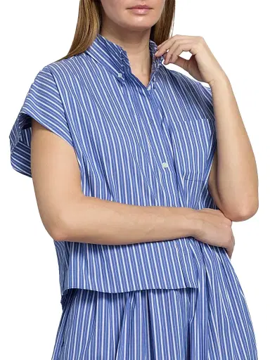 Ronny Kobo Women's Carmena Striped Cotton-Blend Button-Down Top - Cobalt Stripe - Size Large | Thumbnail 6 Ronny Kobo Women's Carmena Striped Cotton-Blend Button-Down Top - Cobalt Stripe - Size Large | Thumbnail 6