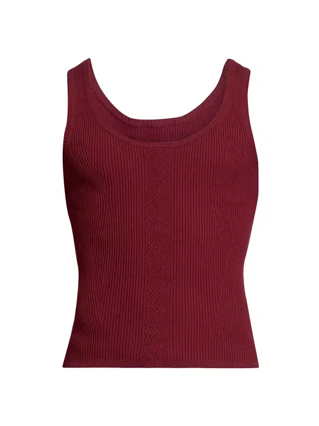 Dries Van Noten Men's Motto Ribbed Tank - Bordeaux